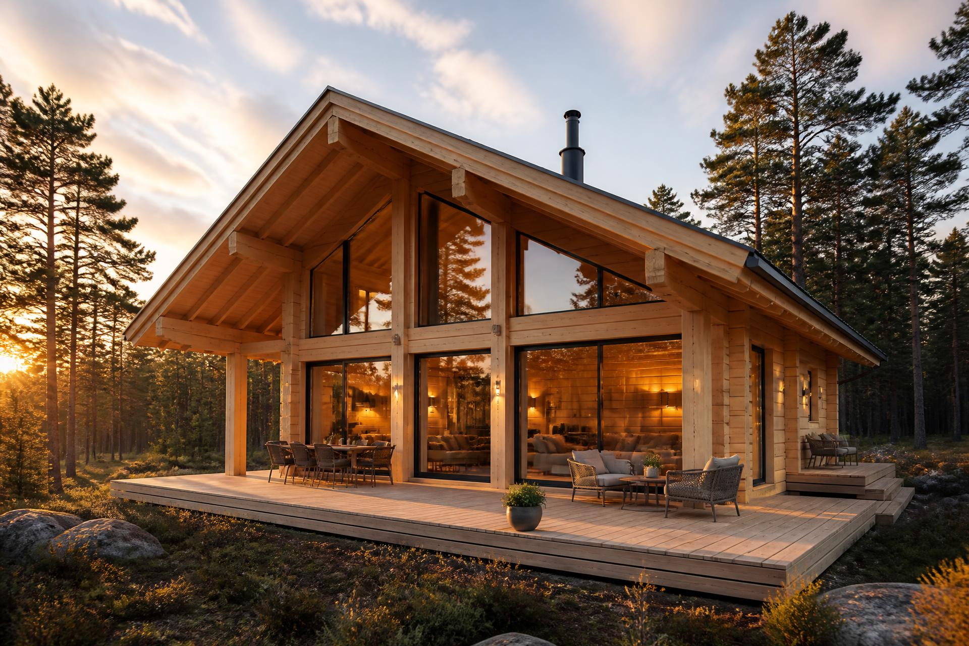 Cabaña moderna de madera maciza construida por Estudio PDU